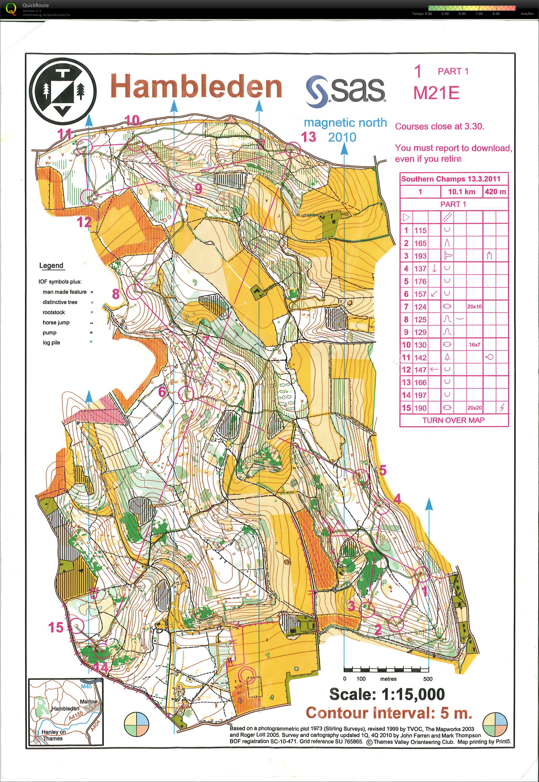 Karta från Southern Champs