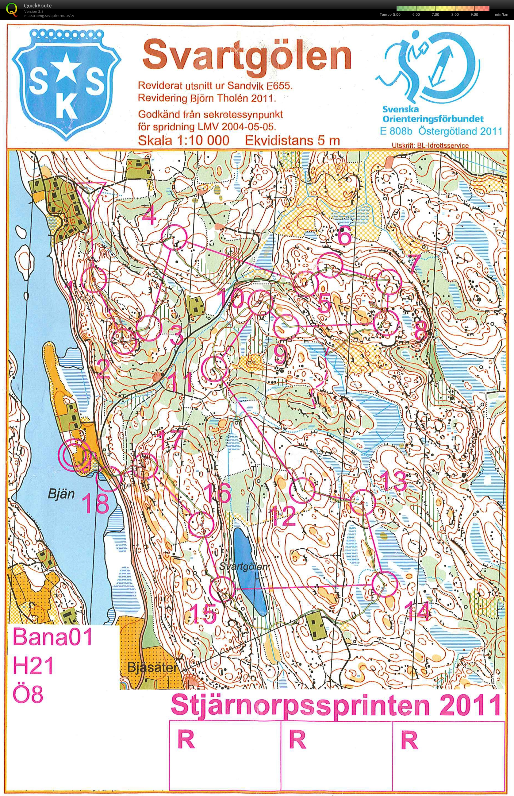Karta från Stjärnorpssprinten