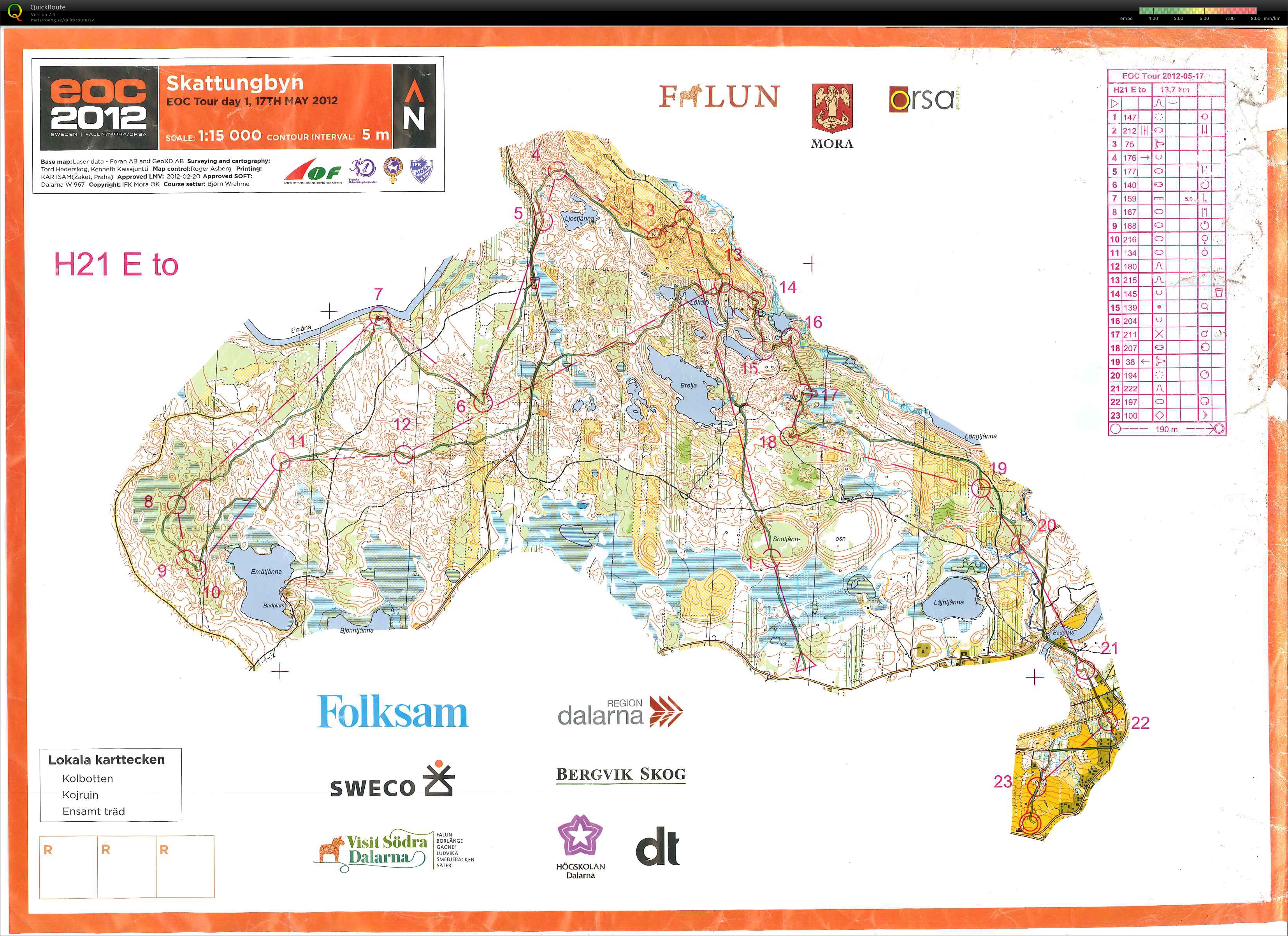 Karta från EOC Tour
