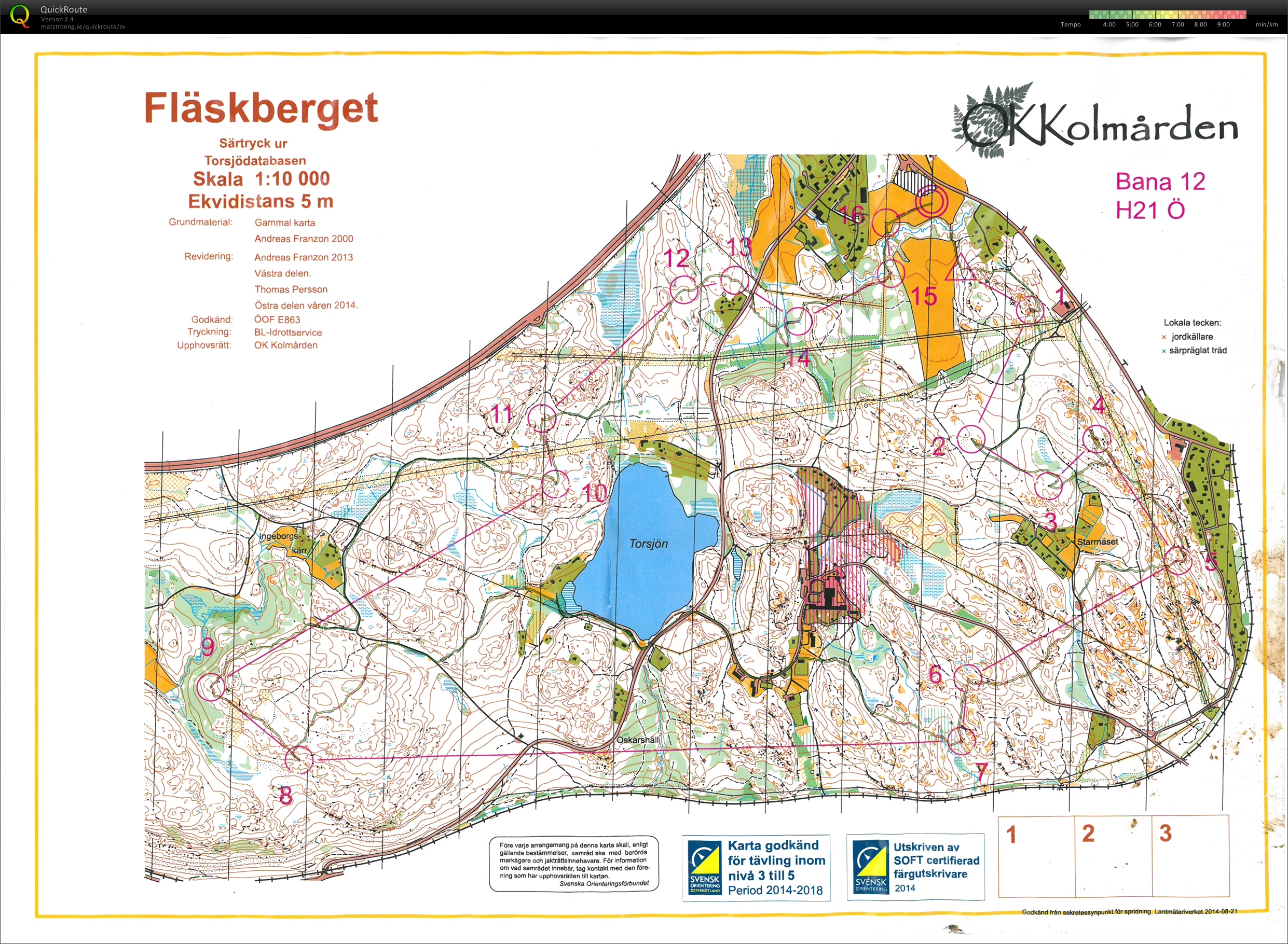 Karta från DM Natt Östergötland + Södermanland