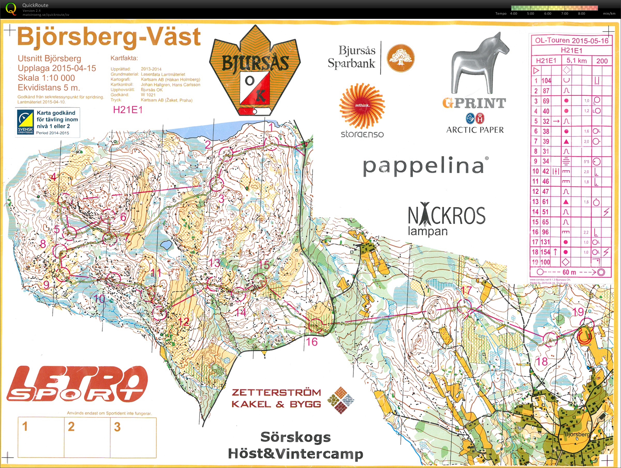 Karta från OL-Touren, medel, dag 3