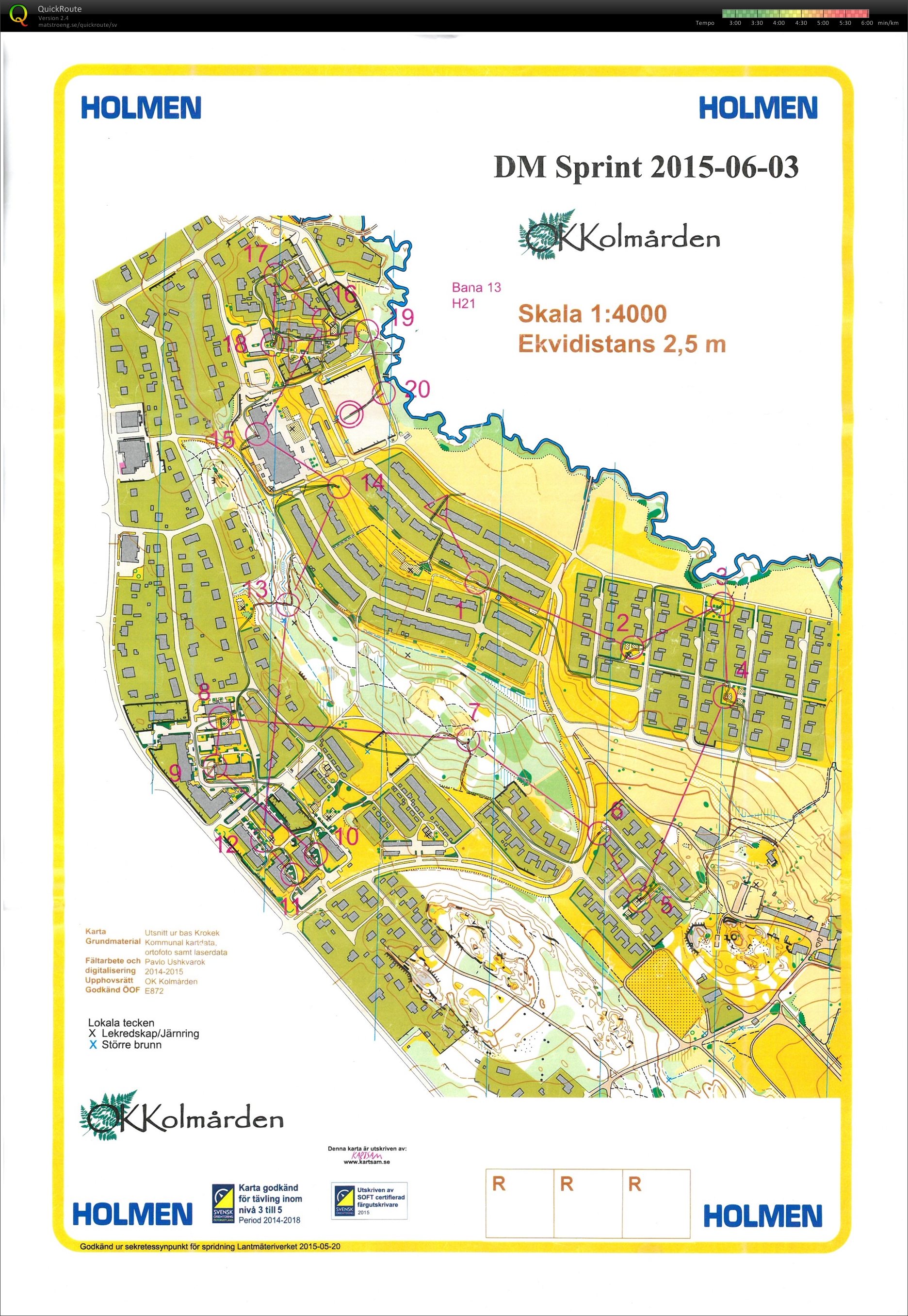 Karta från DM, sprint, Östergötland