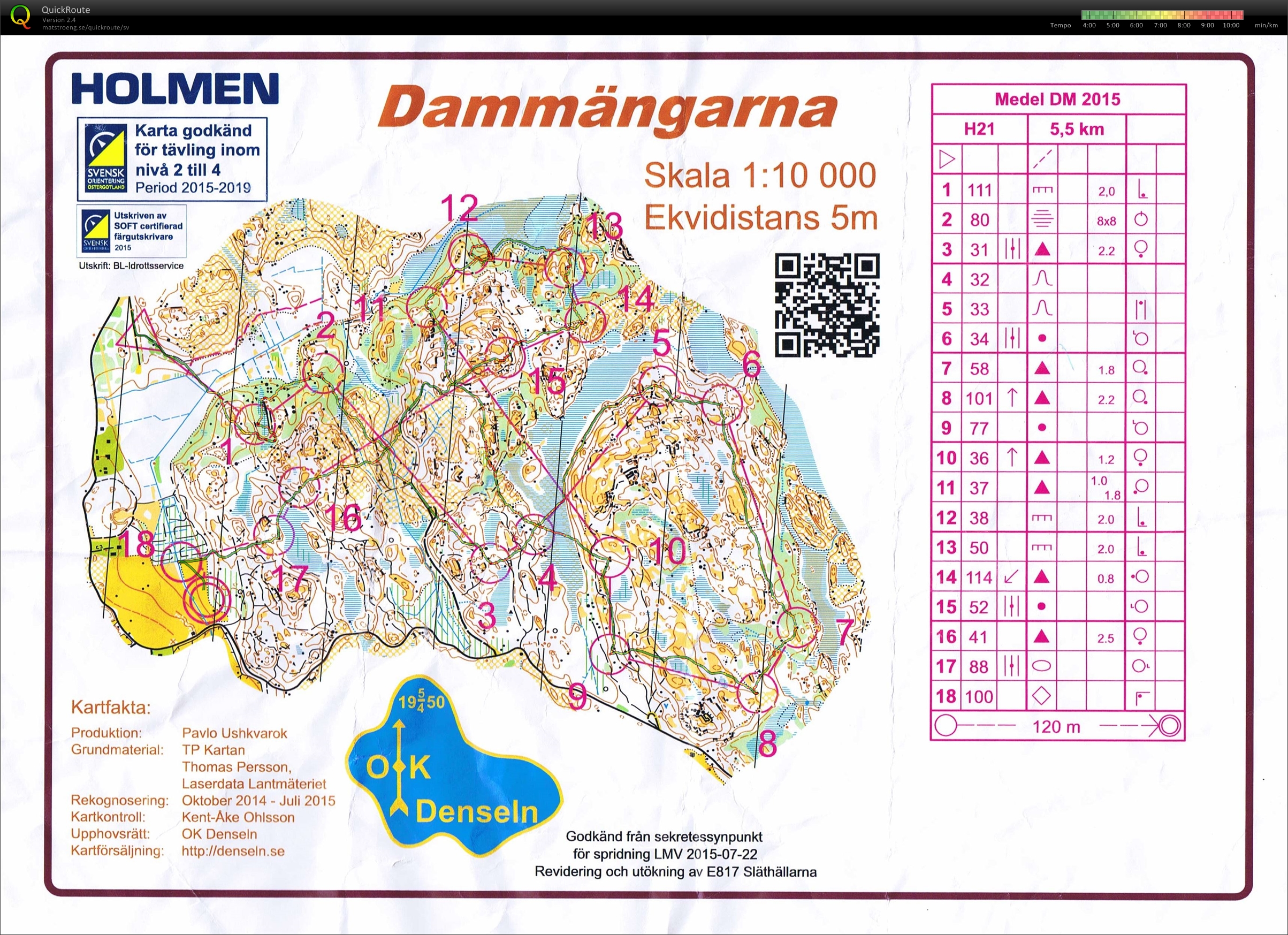 Karta från DM, medel, Östergötland