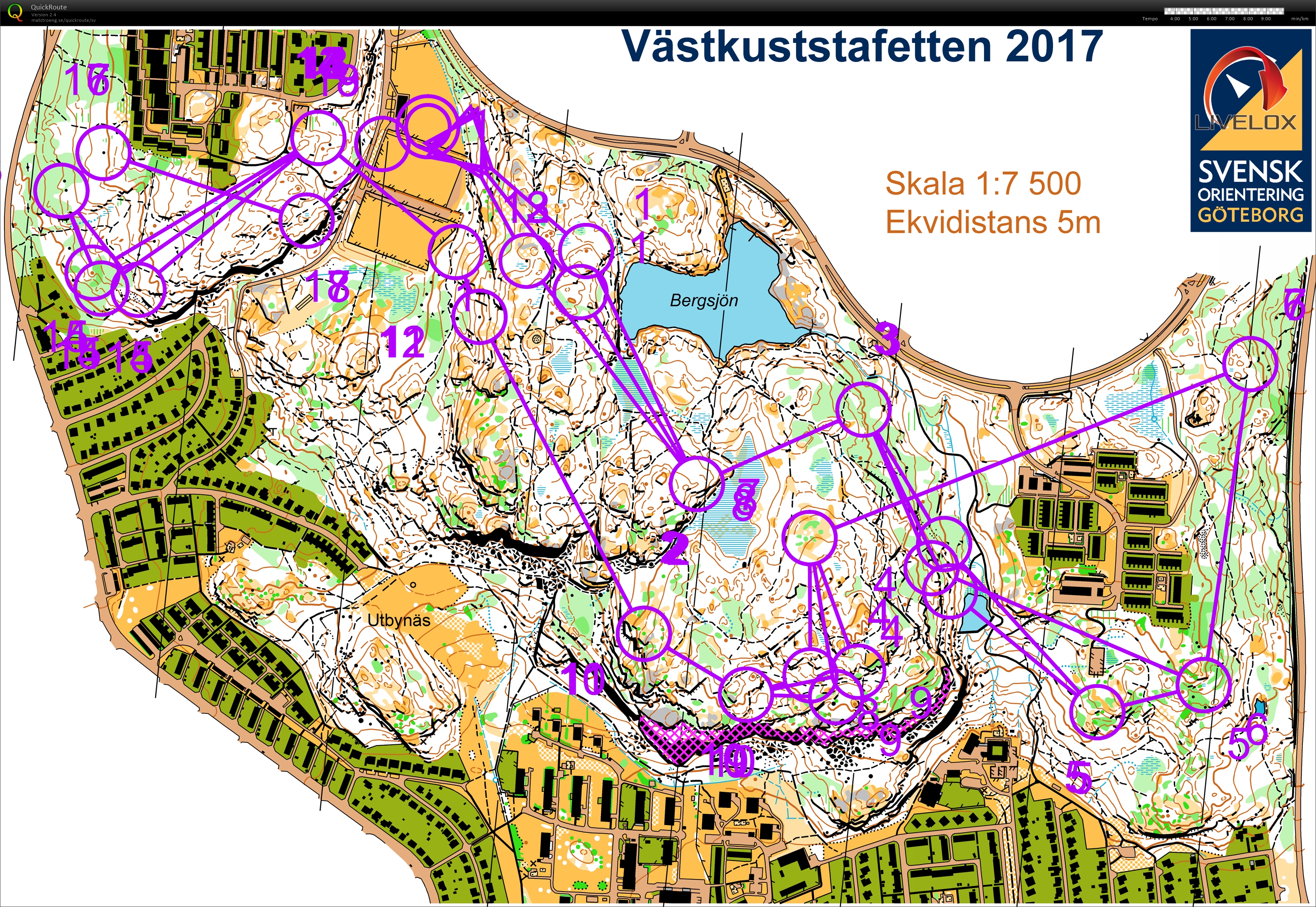Karta från Västkuststafetten