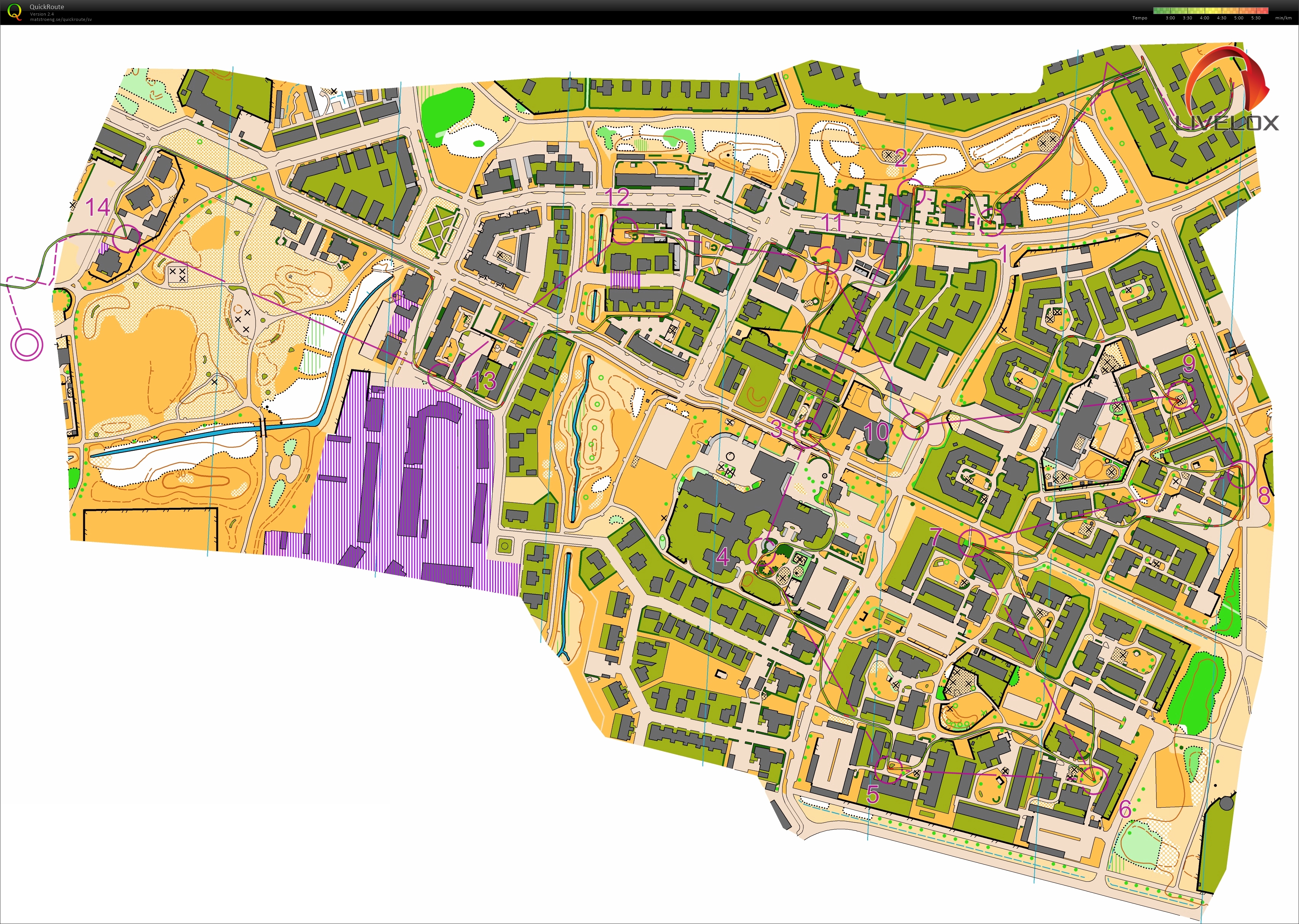 Karta från SM, sprint, individuell, kval