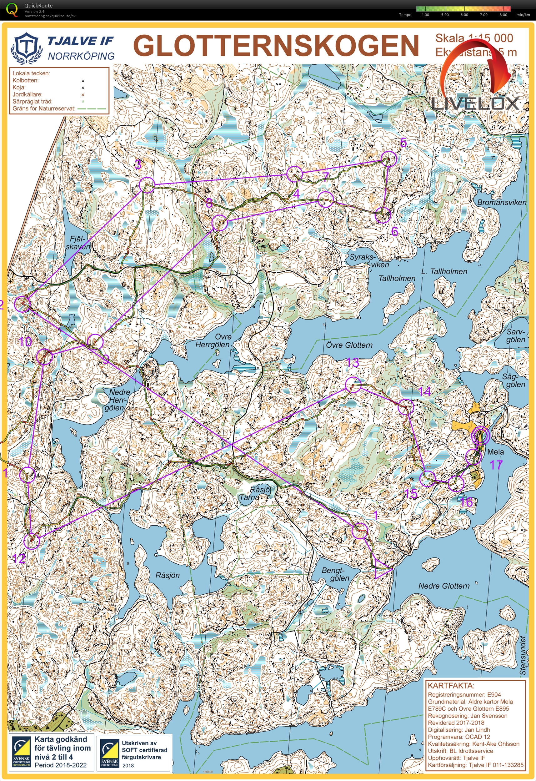 Karta från Kolmårdsträffen, lång