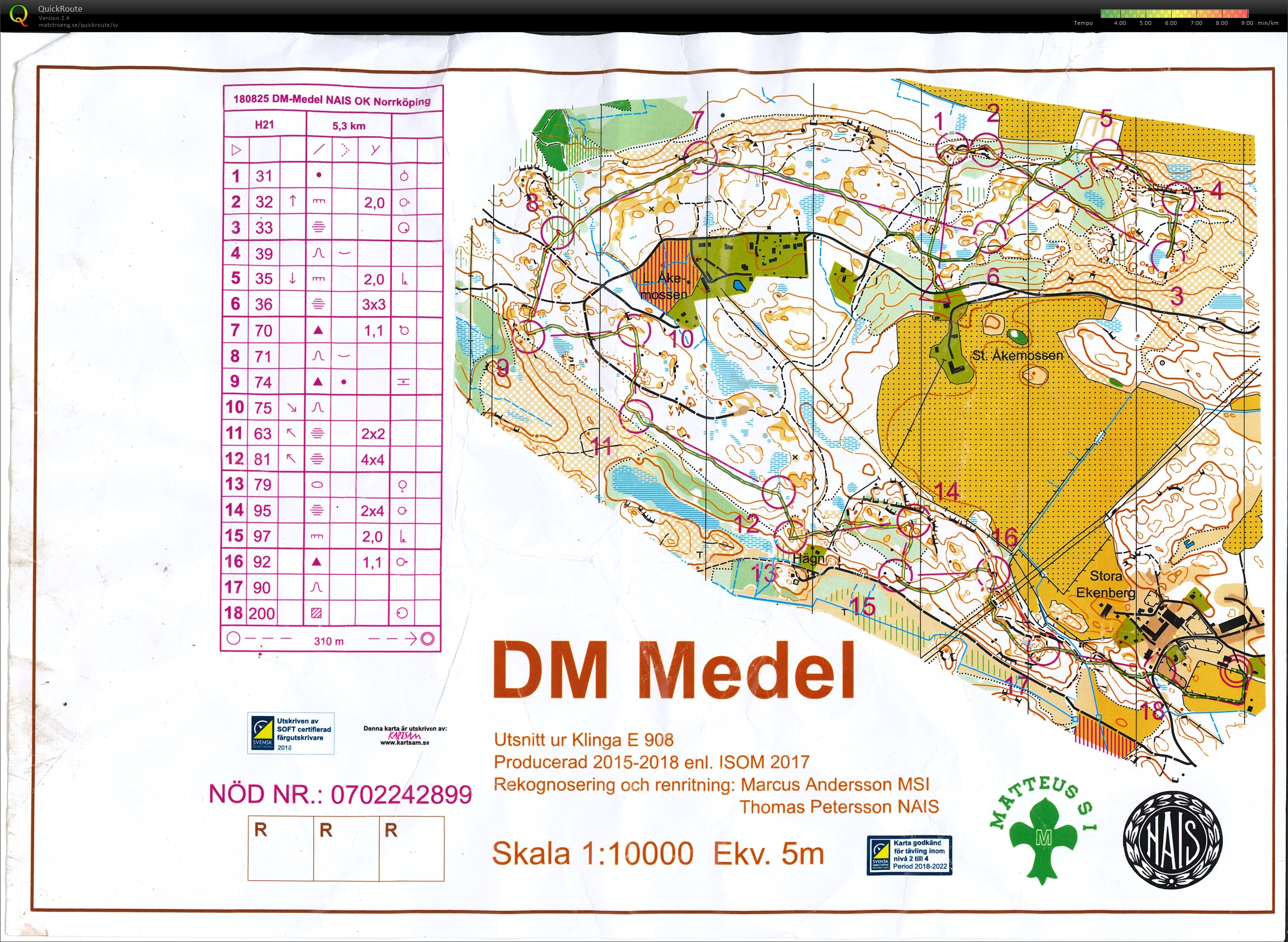 Karta från DM, medel, Östergötland