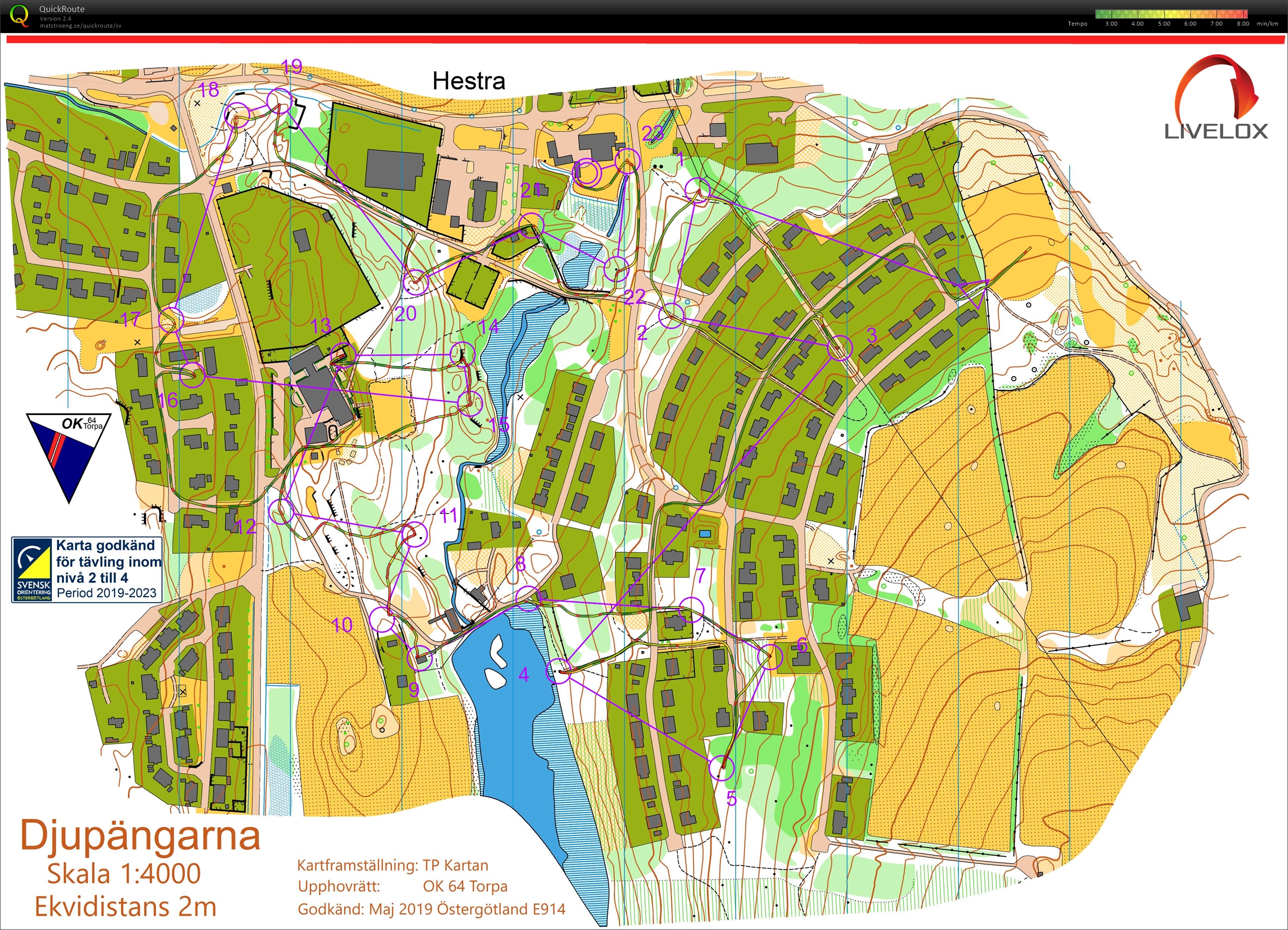 Karta från DM, sprint, Östergötland