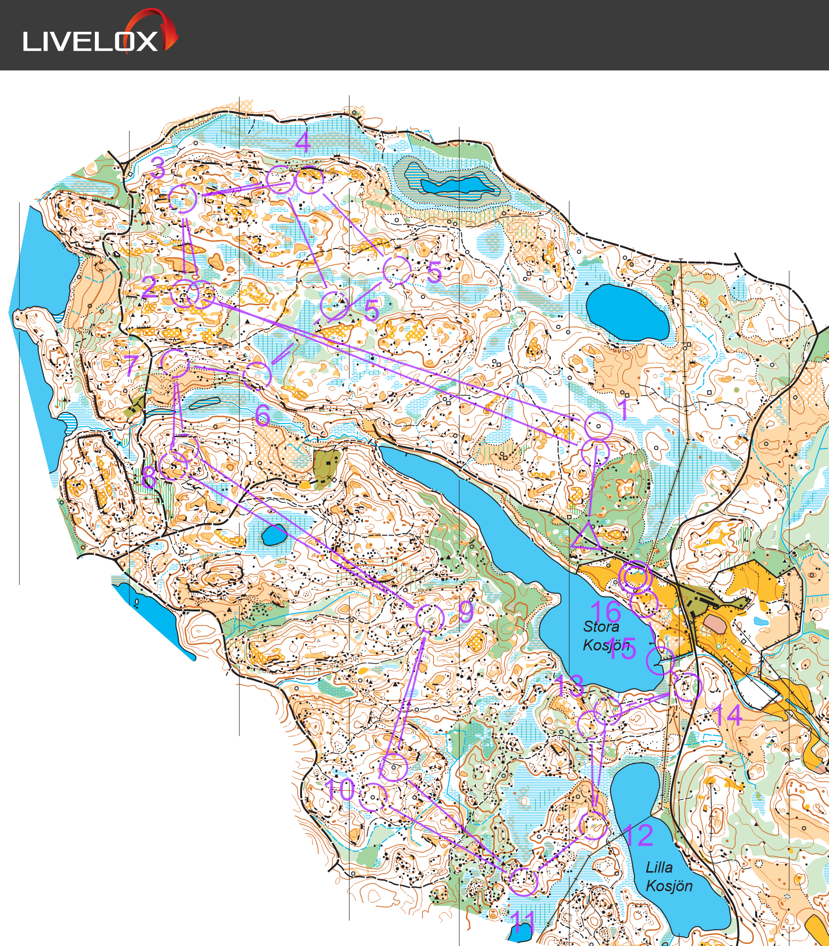 Karta från DM, stafett, Östergötland + Södermanland