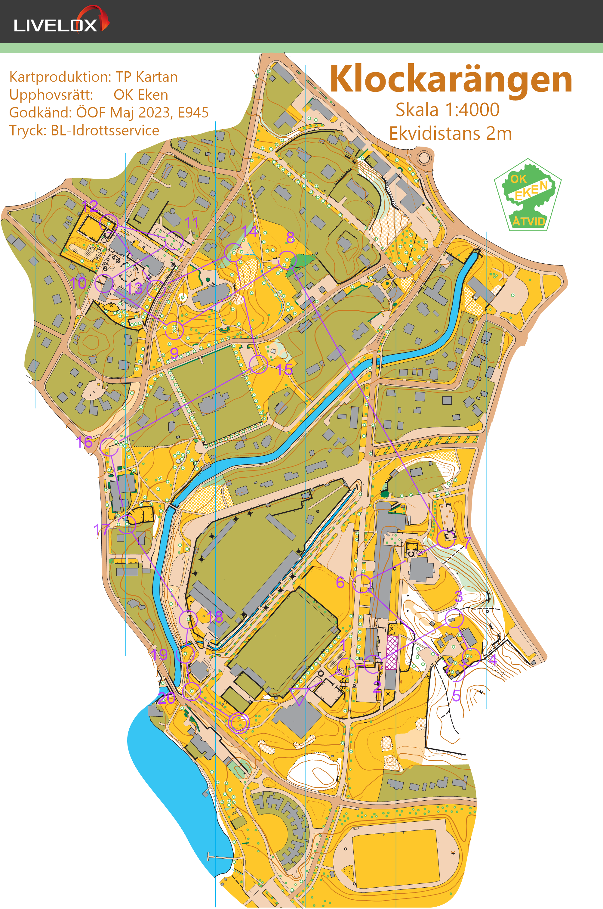 Karta från DM, sprint, Östergötland