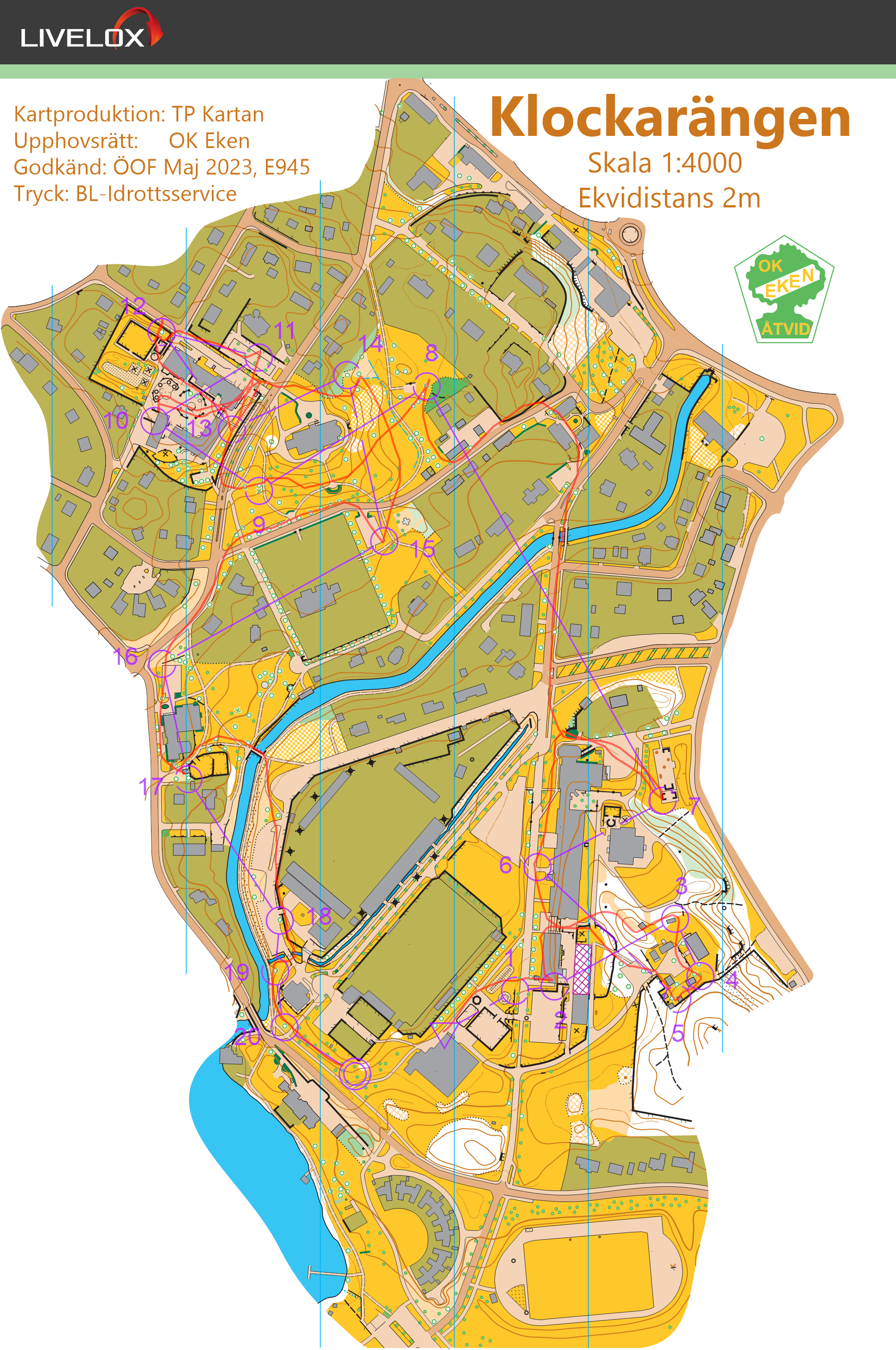 Orienteringskarta från DM, sprint, Östergötland