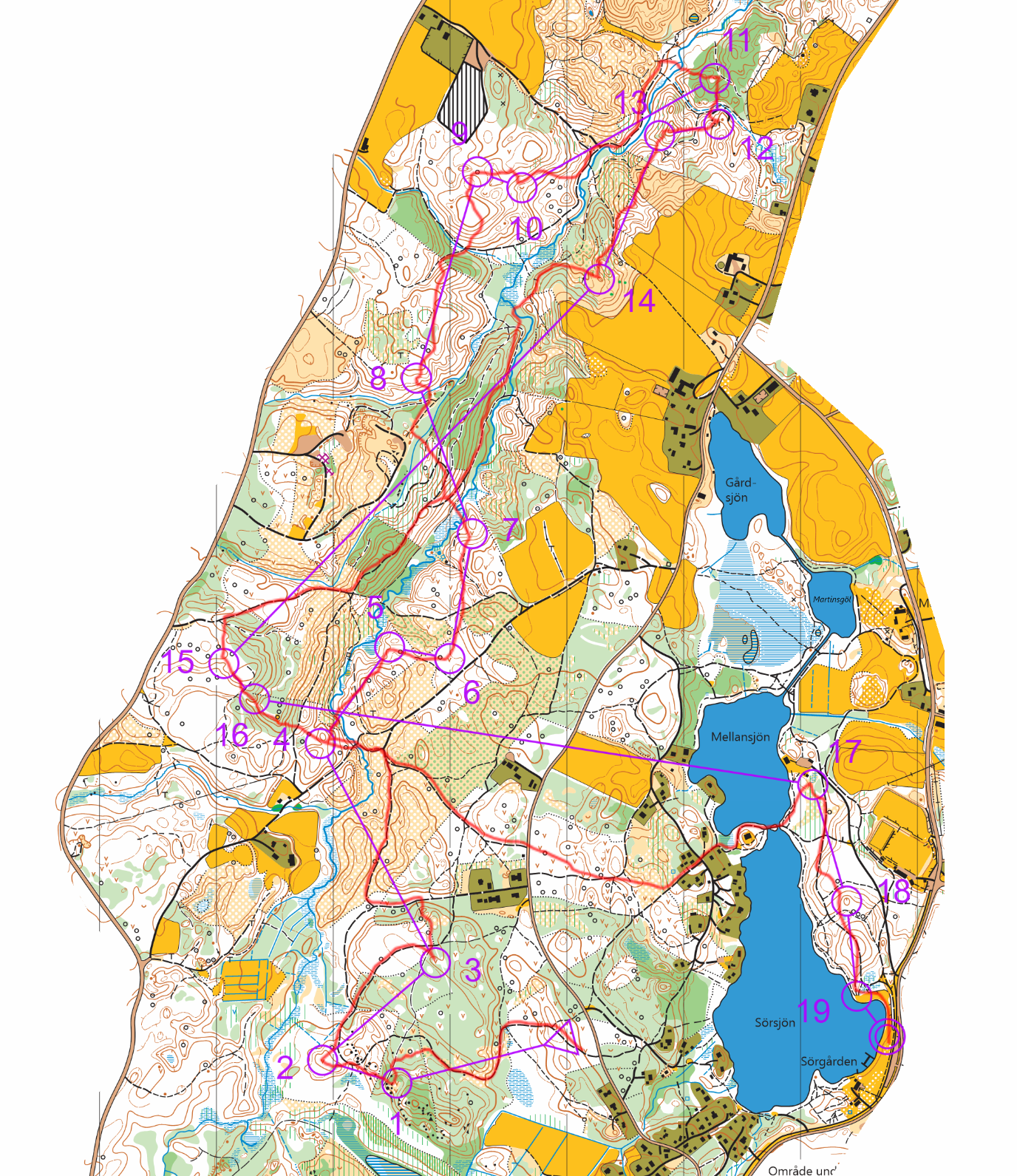 Orienteringskarta från Bauertrampet, Lång