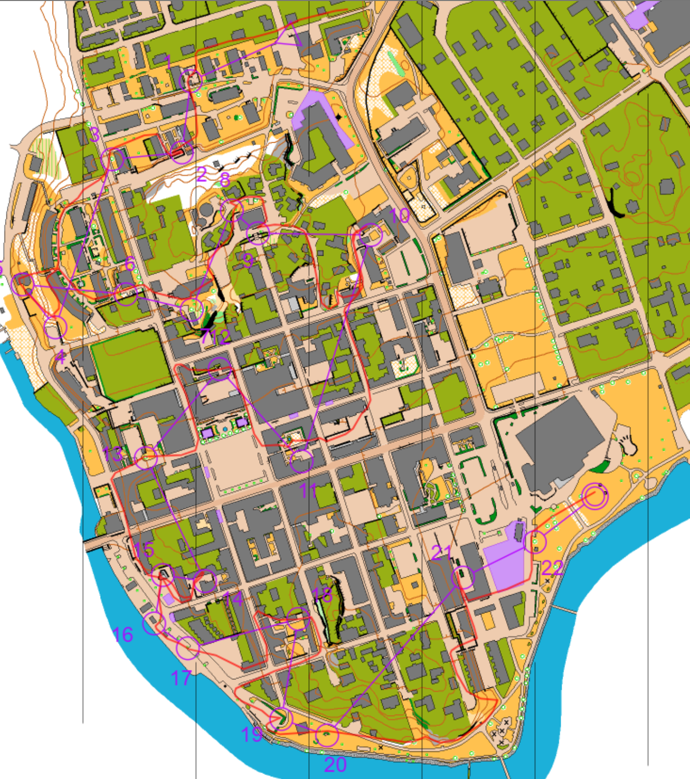 Orienteringskarta från Veteran-SM, sprint