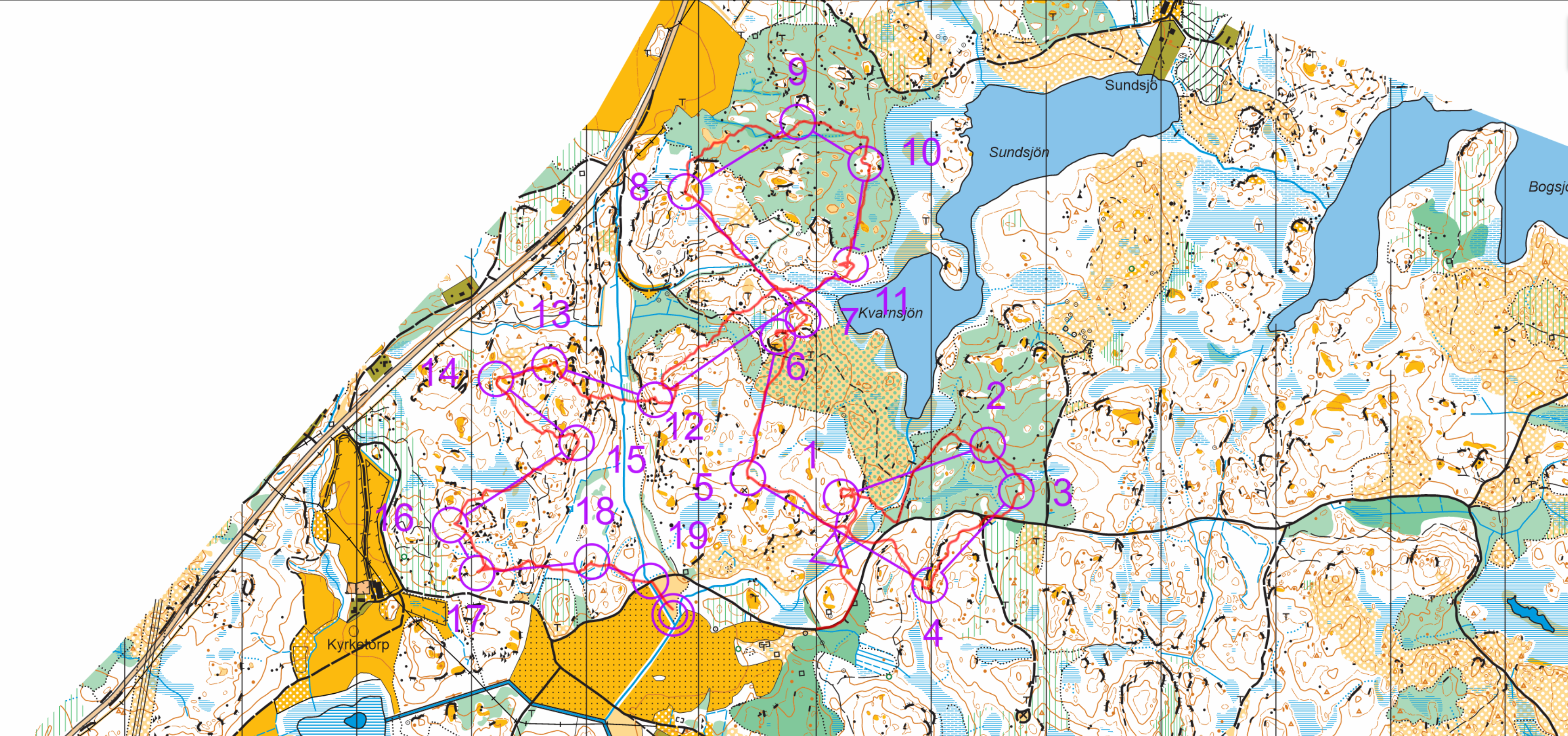 Orienteringskarta från UH-kampen, dag 2