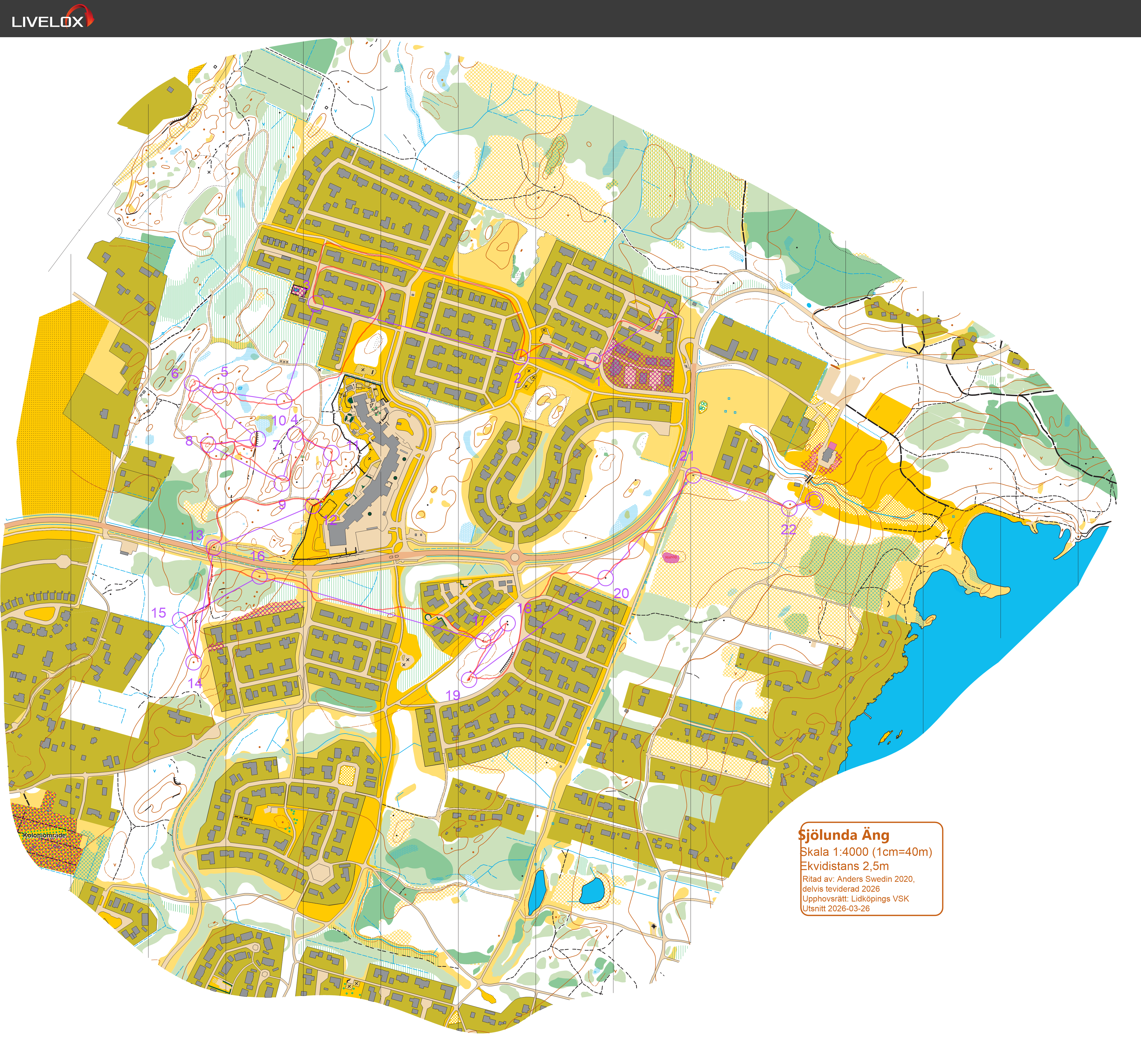 Orienteringskarta från Kinnekullesprinten, E1