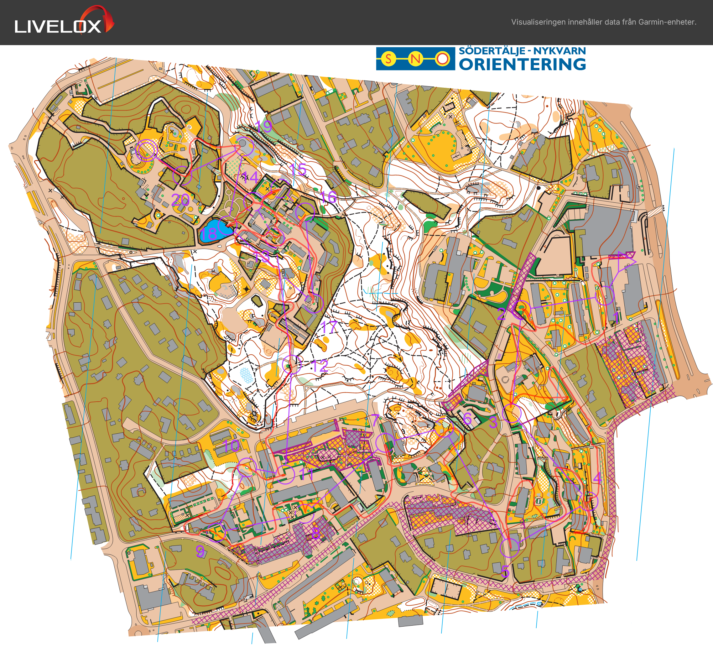 Orienteringskarta från Veteran-SM Sprint